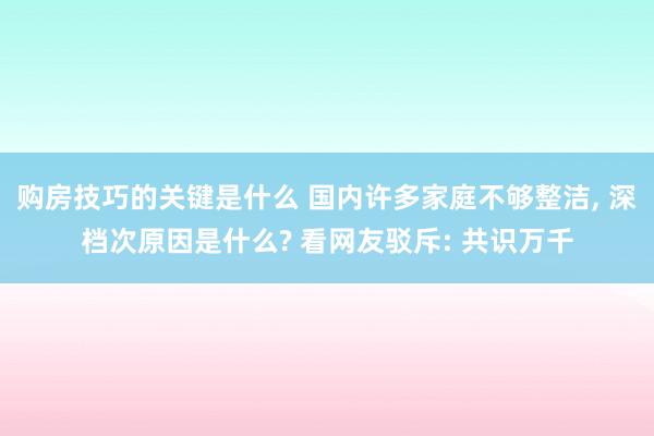 购房技巧的关键是什么 国内许多家庭不够整洁, 深档次原因是什么? 看网友驳斥: 共识万千