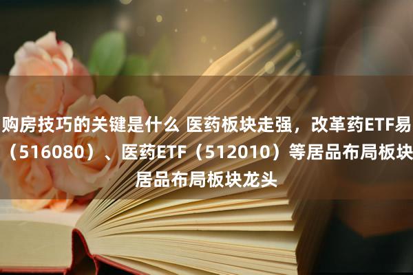 购房技巧的关键是什么 医药板块走强，改革药ETF易方达（516080）、医药ETF（512010）等居品布局板块龙头