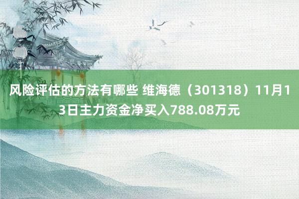 风险评估的方法有哪些 维海德（301318）11月13日主力资金净买入788.08万元