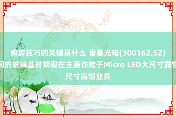 购房技巧的关键是什么 雷曼光电(300162.SZ)：公司的玻璃基时期现在主要诈欺于Micro LED大尺寸露馅业务