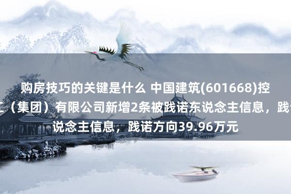 购房技巧的关键是什么 中国建筑(601668)控股的中建新疆建工（集团）有限公司新增2条被践诺东说念主信息，践诺方向39.96万元