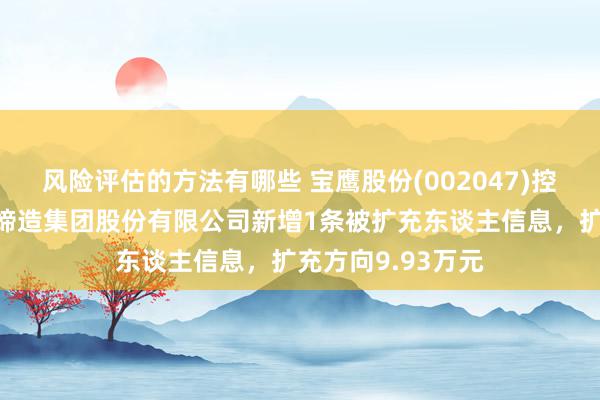 风险评估的方法有哪些 宝鹰股份(002047)控股的深圳市宝鹰缔造集团股份有限公司新增1条被扩充东谈主信息，扩充方向9.93万元