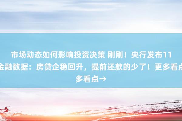 市场动态如何影响投资决策 刚刚！央行发布11月金融数据：房贷企稳回升，提前还款的少了！更多看点→