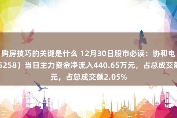 购房技巧的关键是什么 12月30日股市必读：协和电子（605258）当日主力资金净流入440.65万元，占总成交额2.05%