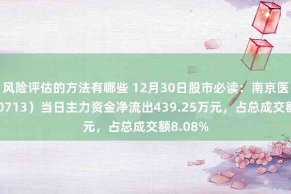 风险评估的方法有哪些 12月30日股市必读：南京医药（600713）当日主力资金净流出439.25万元，占总成交额8.08%