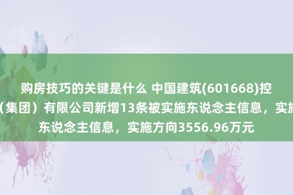 购房技巧的关键是什么 中国建筑(601668)控股的中国建筑一局（集团）有限公司新增13条被实施东说念主信息，实施方向3556.96万元