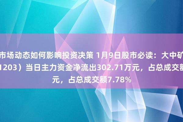 市场动态如何影响投资决策 1月9日股市必读：大中矿业（001203）当日主力资金净流出302.71万元，占总成交额7.78%