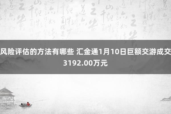 风险评估的方法有哪些 汇金通1月10日巨额交游成交3192.00万元