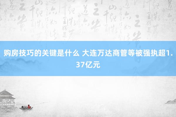 购房技巧的关键是什么 大连万达商管等被强执超1.37亿元