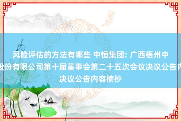 风险评估的方法有哪些 中恒集团: 广西梧州中恒集团股份有限公司第十届董事会第二十五次会议决议公告内容摘抄