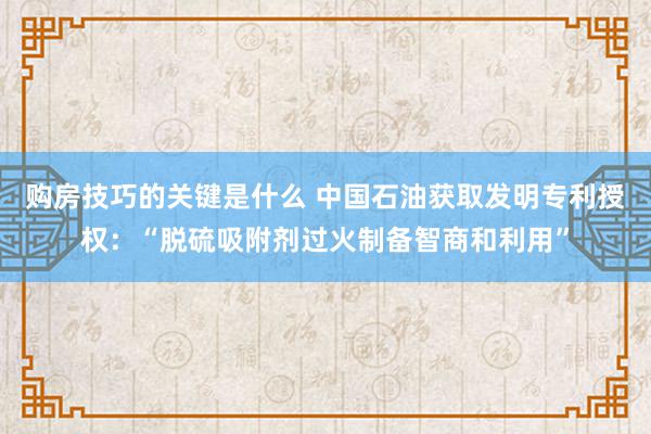 购房技巧的关键是什么 中国石油获取发明专利授权：“脱硫吸附剂过火制备智商和利用”