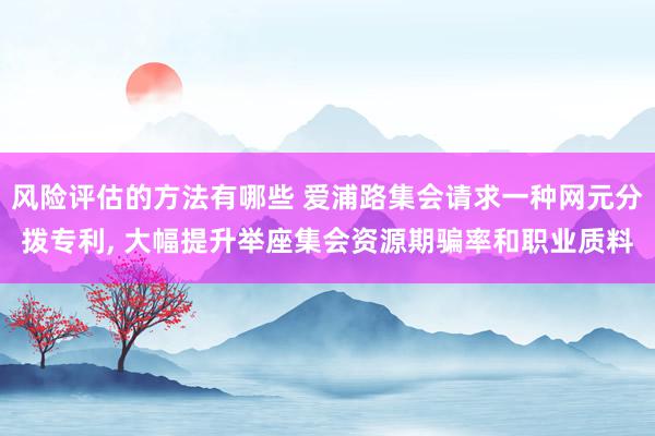 风险评估的方法有哪些 爱浦路集会请求一种网元分拨专利, 大幅提升举座集会资源期骗率和职业质料