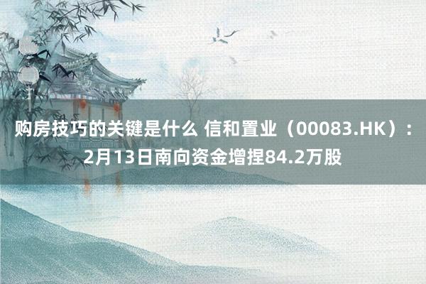 购房技巧的关键是什么 信和置业（00083.HK）：2月13日南向资金增捏84.2万股