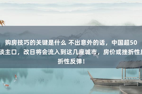 购房技巧的关键是什么 不出意外的话，中国超50%东谈主口，改日将会流入到这几座城市，房价或挫折性反弹！