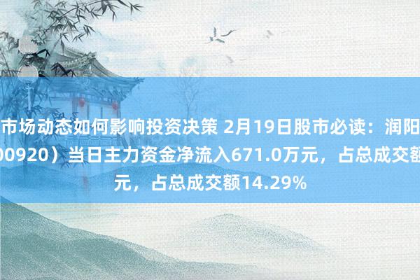 市场动态如何影响投资决策 2月19日股市必读：润阳科技（300920）当日主力资金净流入671.0万元，占总成交额14.29%