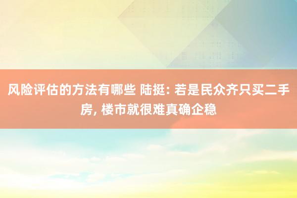 风险评估的方法有哪些 陆挺: 若是民众齐只买二手房, 楼市就很难真确企稳