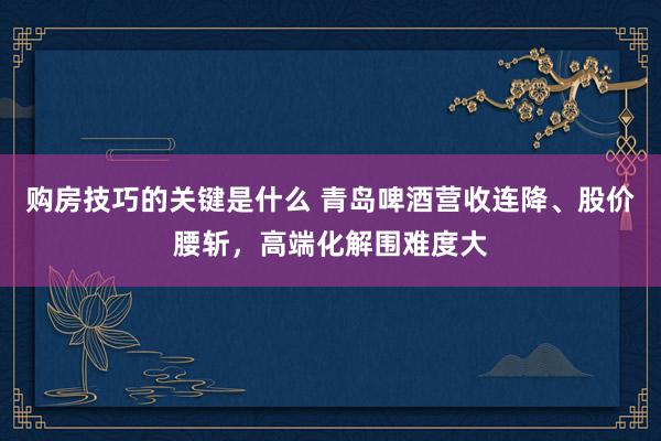 购房技巧的关键是什么 青岛啤酒营收连降、股价腰斩，高端化解围难度大