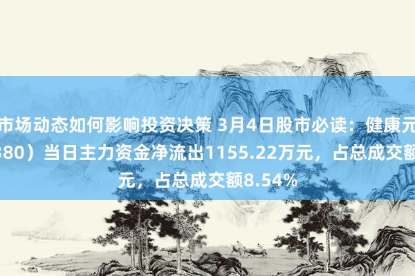 市场动态如何影响投资决策 3月4日股市必读：健康元（600380）当日主力资金净流出1155.22万元，占总成交额8.54%