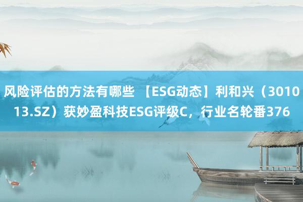 风险评估的方法有哪些 【ESG动态】利和兴（301013.SZ）获妙盈科技ESG评级C，行业名轮番376